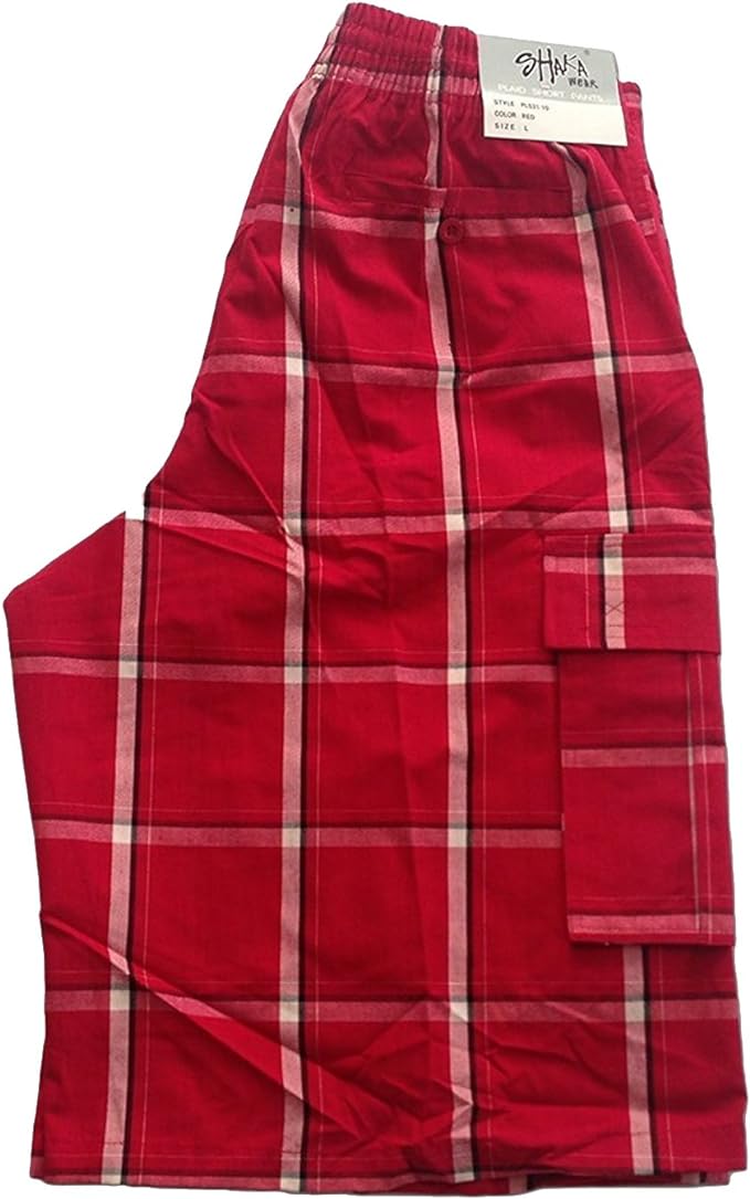 Shaka Wear Plaid Shorts Red