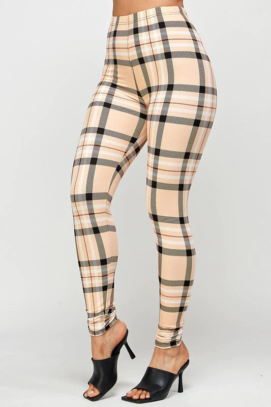 Beige Plaid Legging