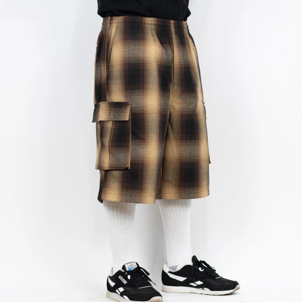 Tan/Black Cargo Checker Shorts (FB County)