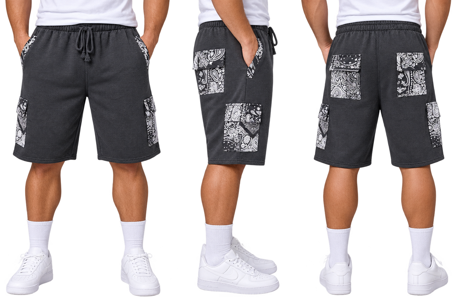 Paisley Cargo Shorts (Charcoal)