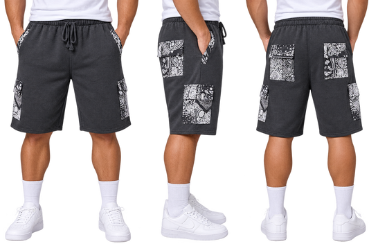 Paisley Cargo Shorts (Charcoal)