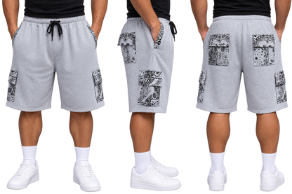 Paisley Cargo Shorts (Grey)